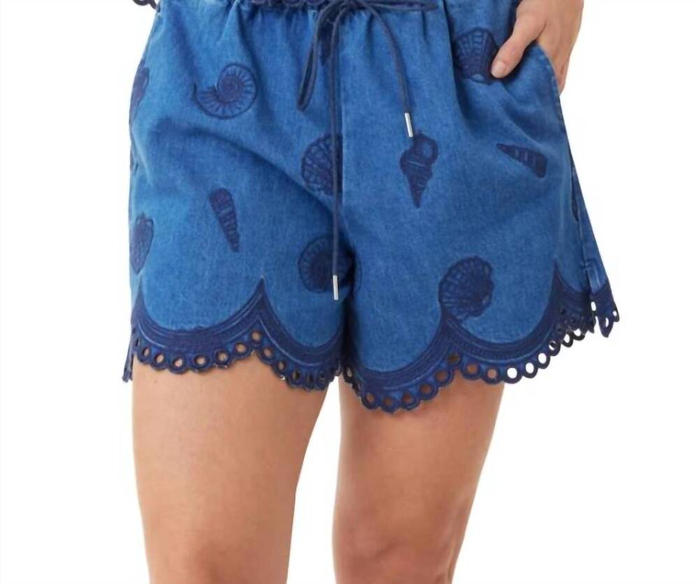 NEW HABITUAL seashell pull on short in blue